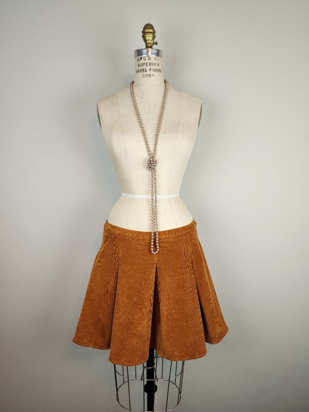 Pumpkin Spice Corduroy Pleated A Line Mini Skirt * Ladies Size XL